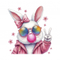 Preview: Bügelbild Ostern Hase Peace in bunt und Kaugummi | Personalisierbar & Einzigartig