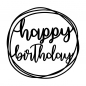 Preview: Bügelbild mit „Happy Birthday“-Schriftzug in frei wählbarer Farbe zum Aufbügeln.