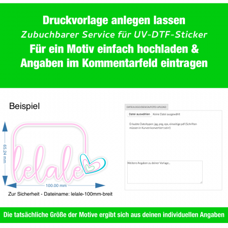 Druckvorlage anlegen/anpassen 100x56cm - zubuchbarer Service für UV-DTF - Sticker