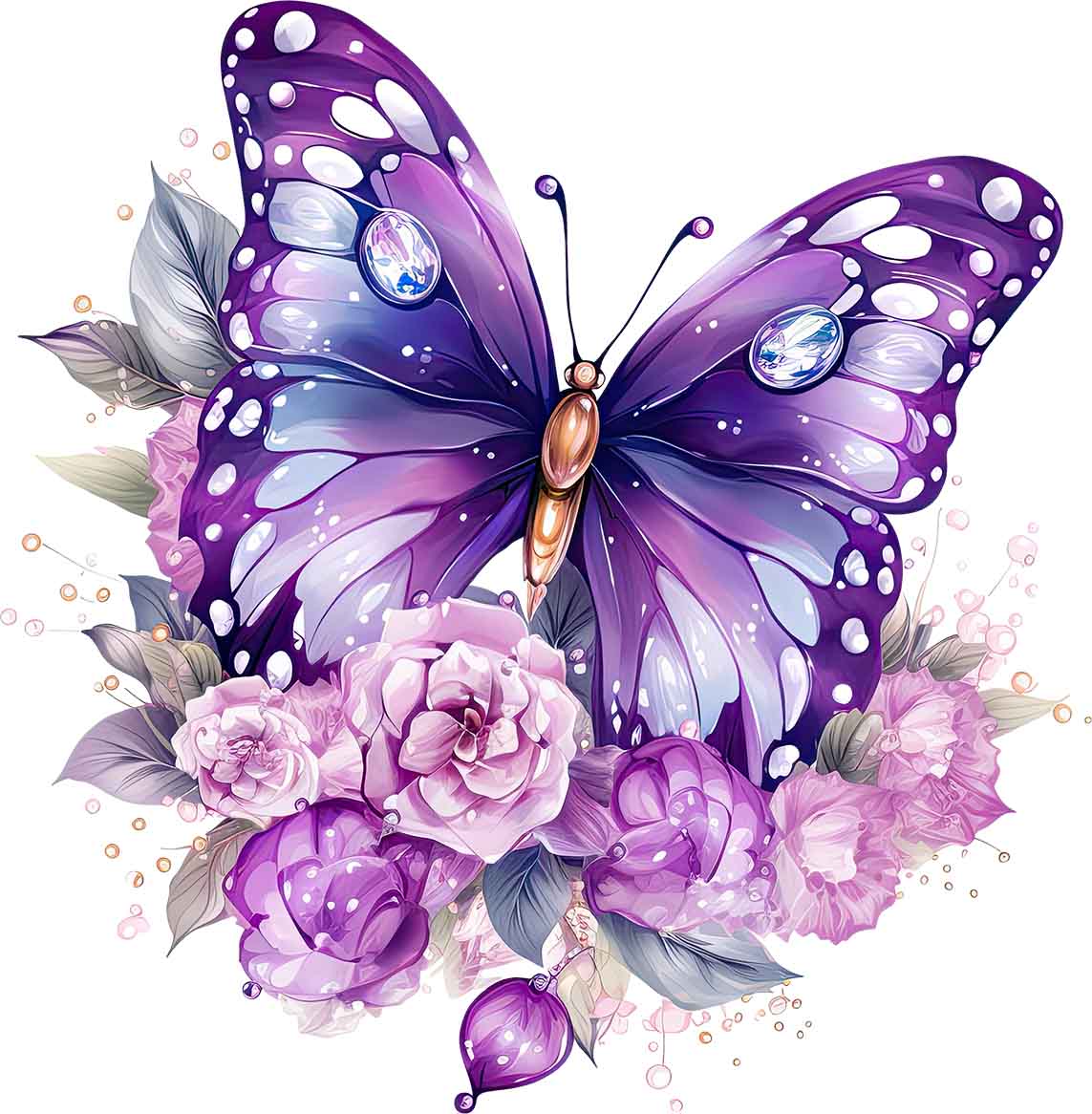 Schmetterling mit Blüten 