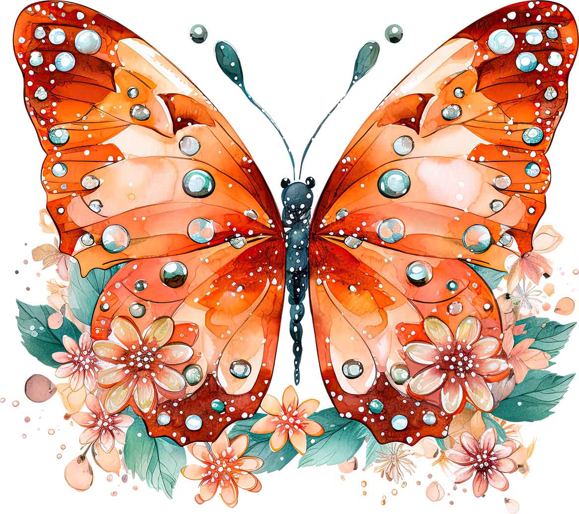 Schmetterling mit Blüten 