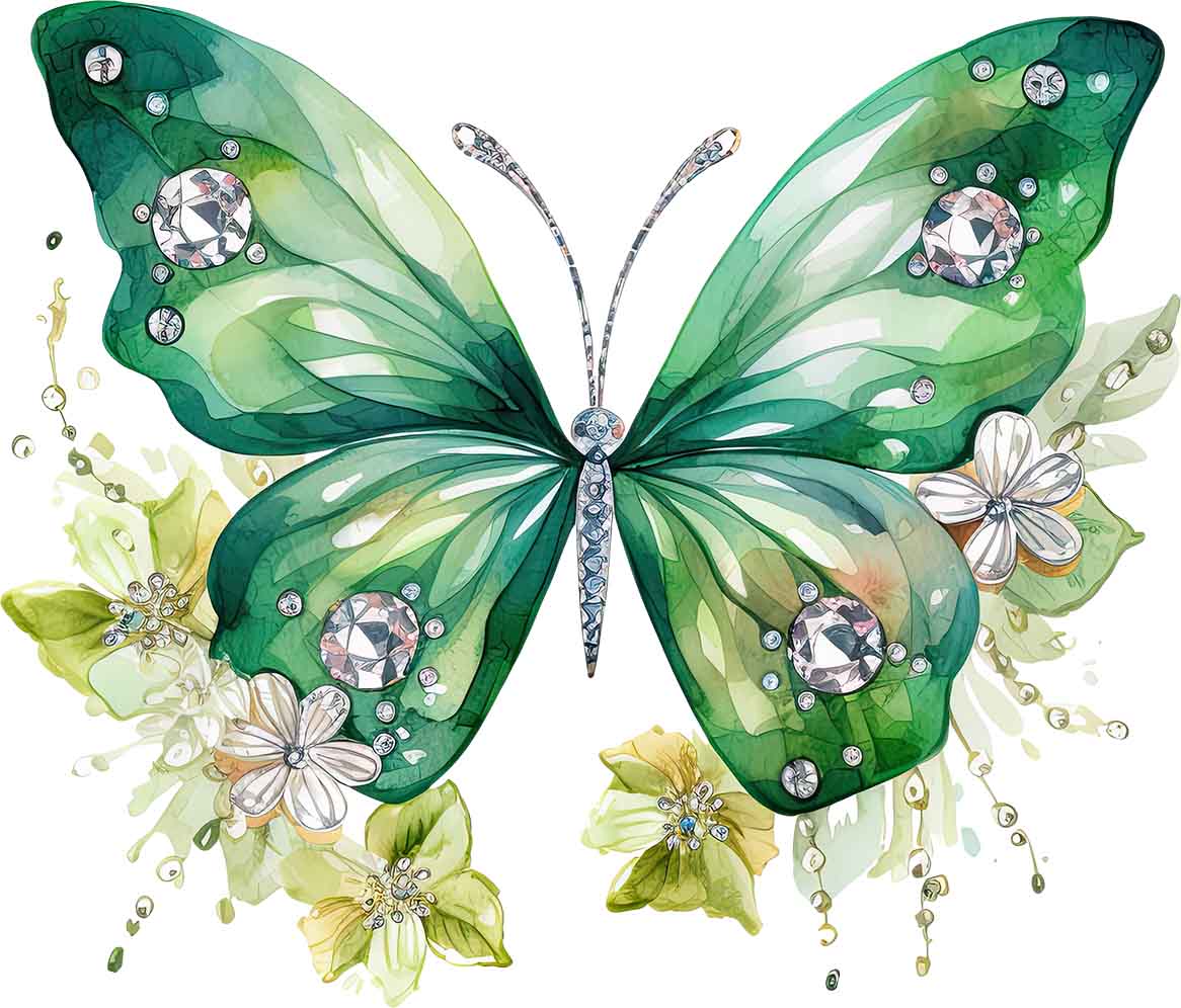 Schmetterling mit Blüten
