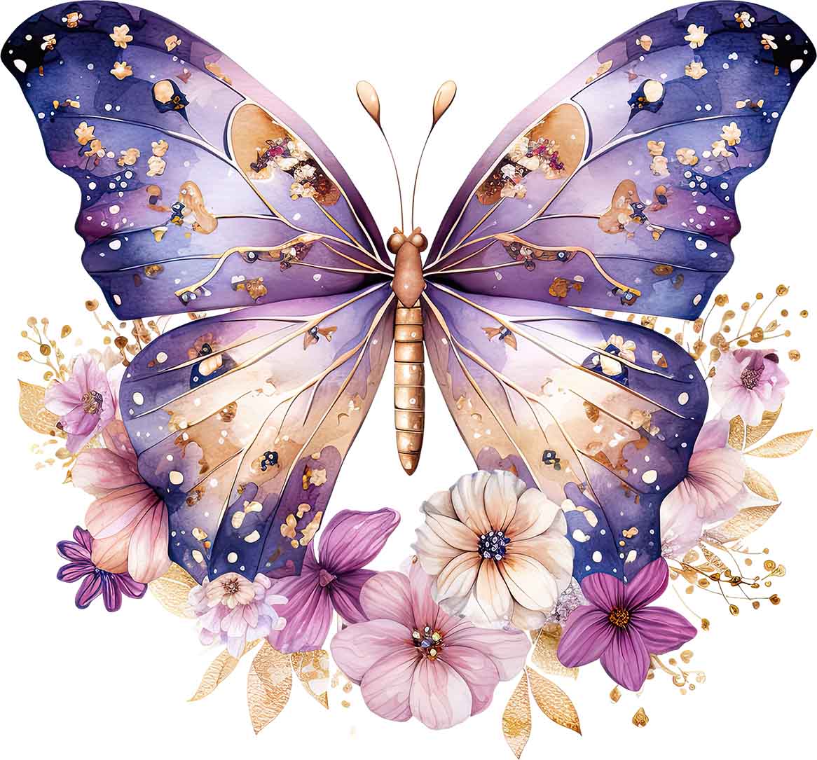 Schmetterling mit Blüten