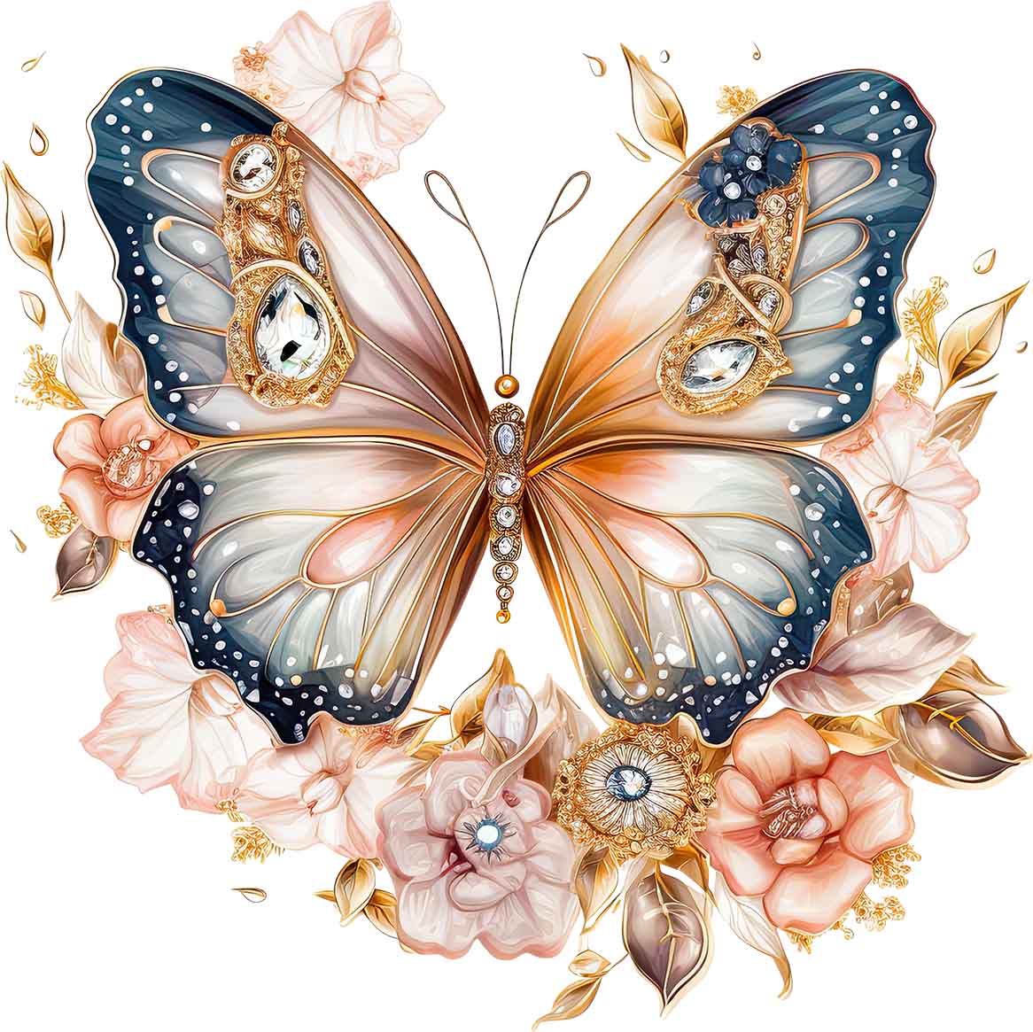 Schmetterling mit Blüten