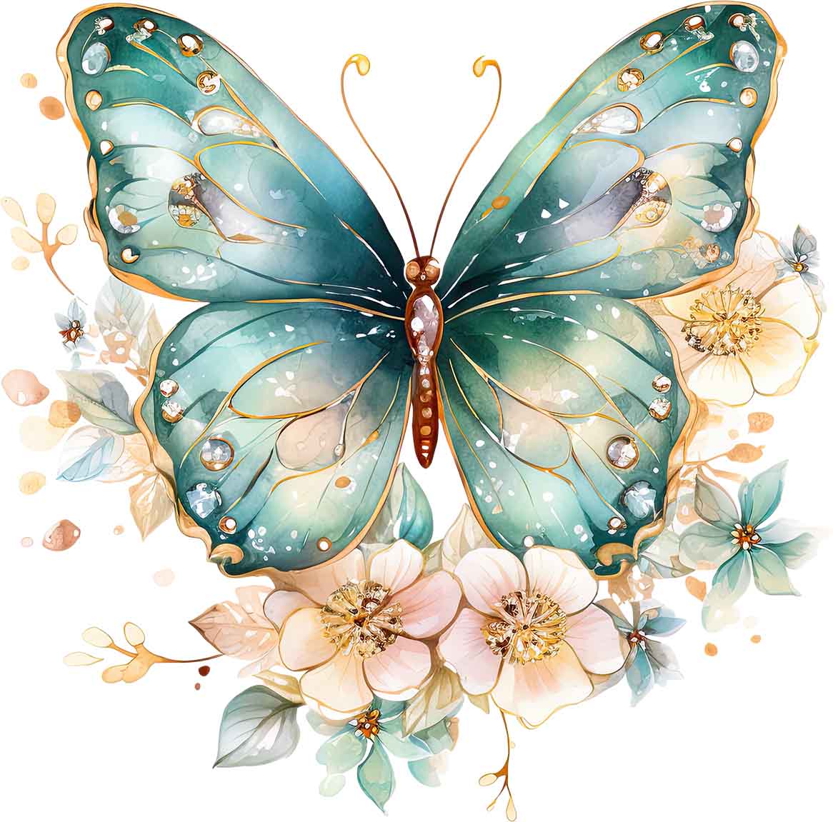 Schmetterling mit Blüten