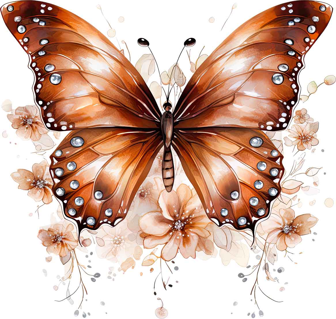 Schmetterling mit Blüten