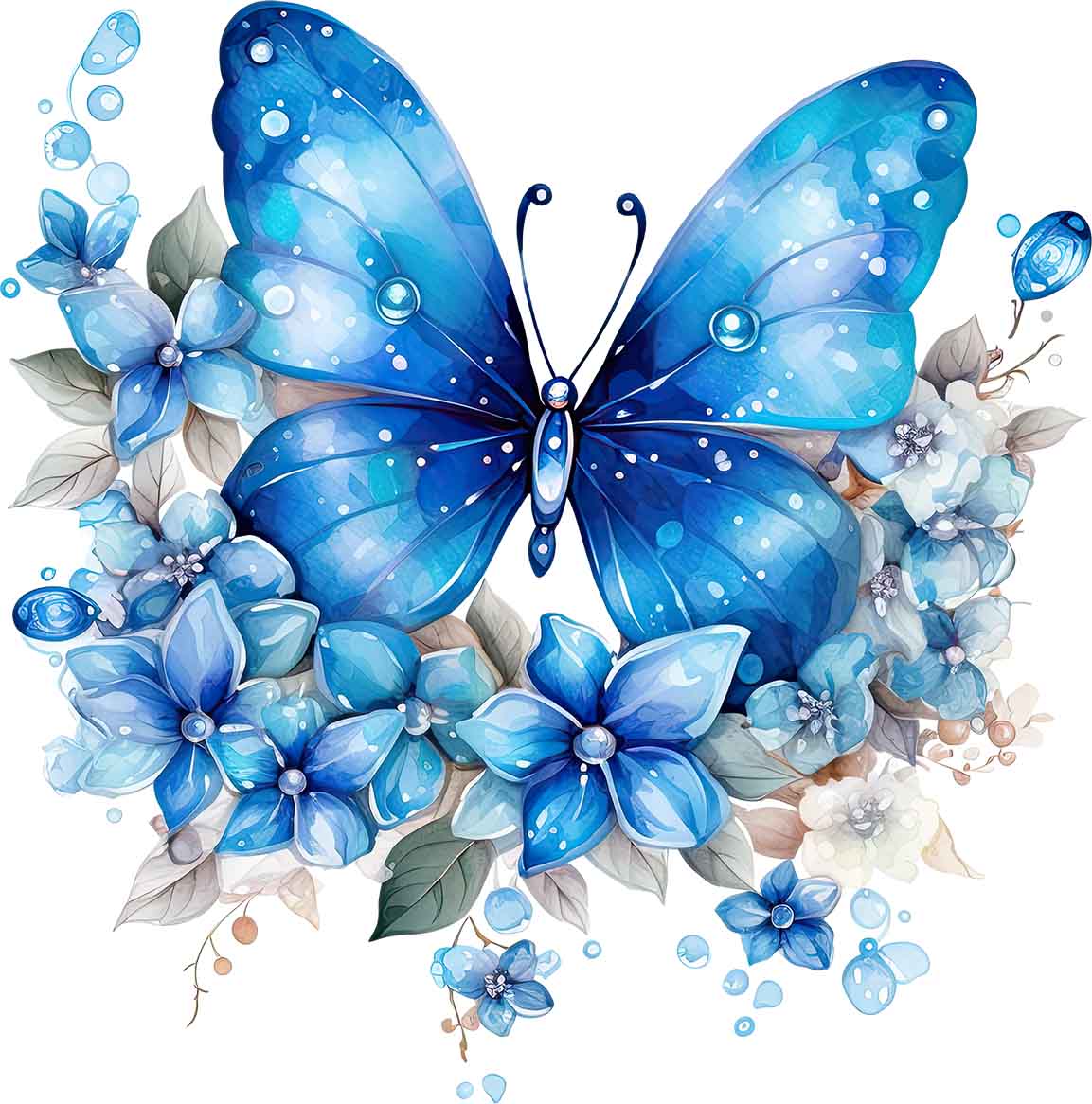 Schmetterling mit Blüten