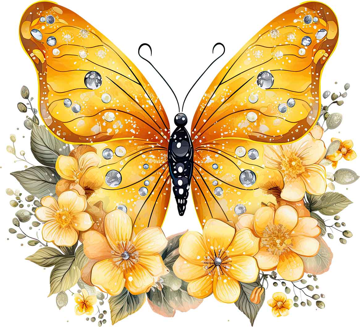 Schmetterling mit Blüten