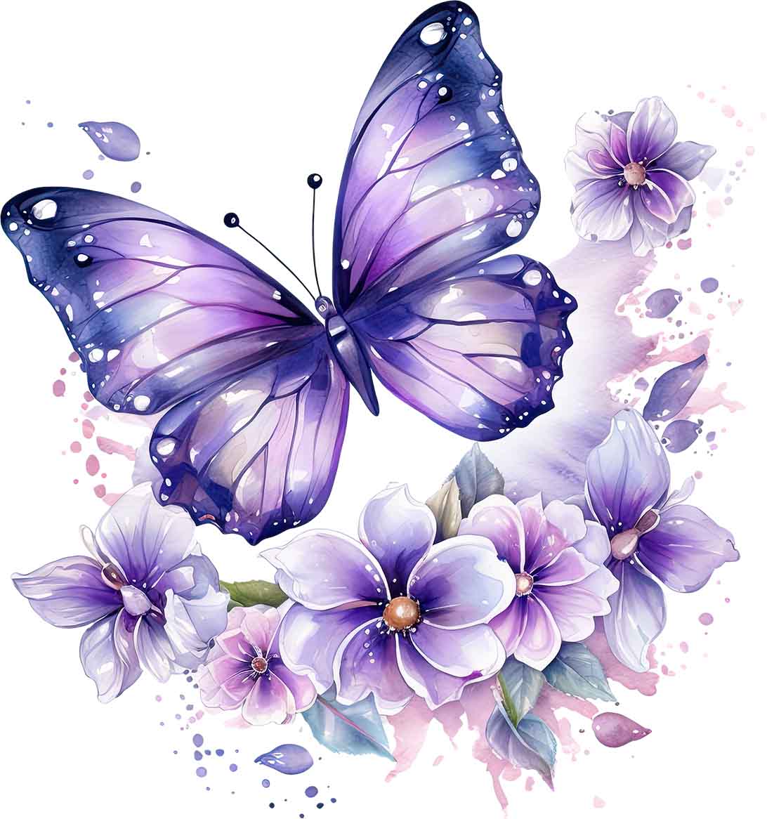 Schmetterling mit Blüten