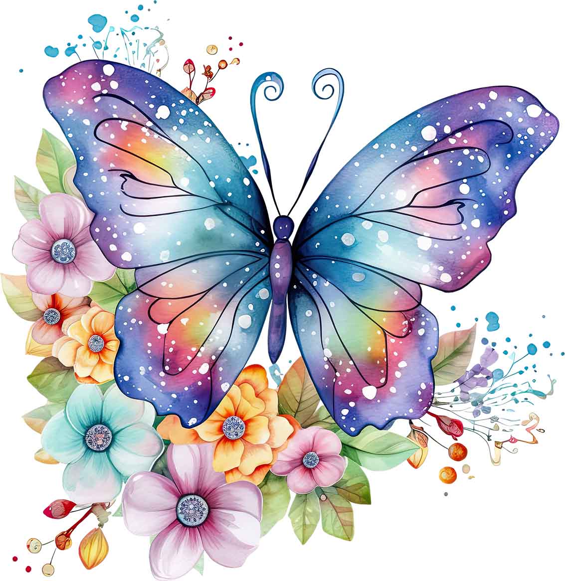 Schmetterling mit Blüten