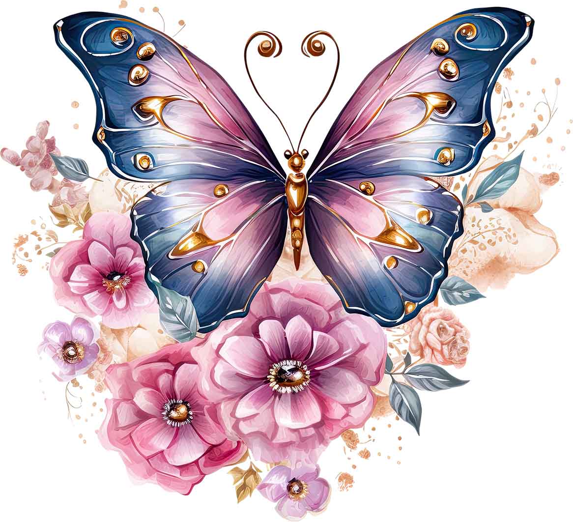 Schmetterling mit Blüten