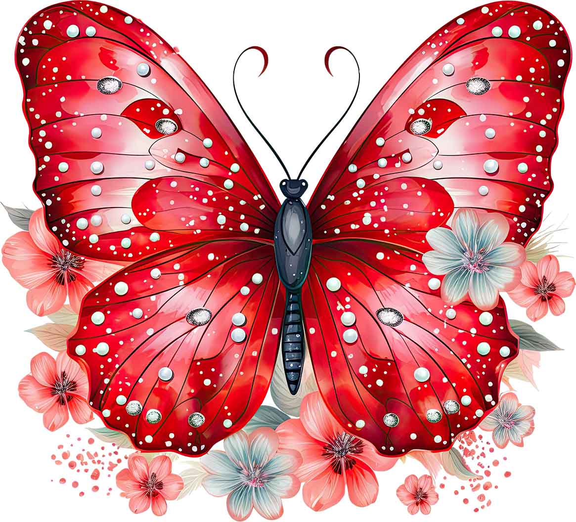 Schmetterling mit Blüten