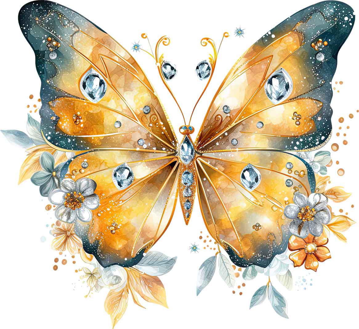 Schmetterling mit Blüten