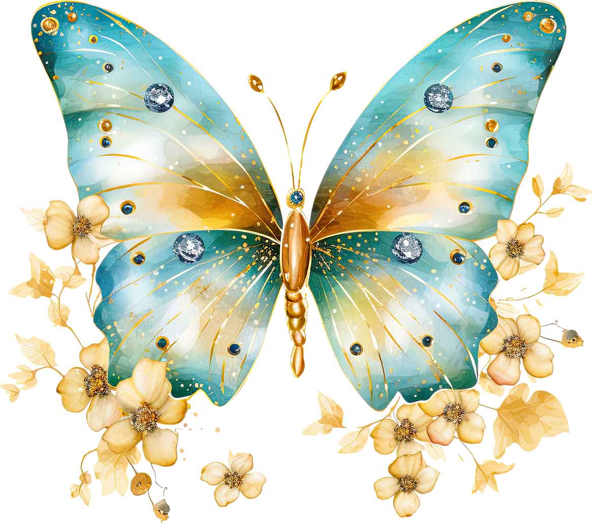 Schmetterling mit Blüten