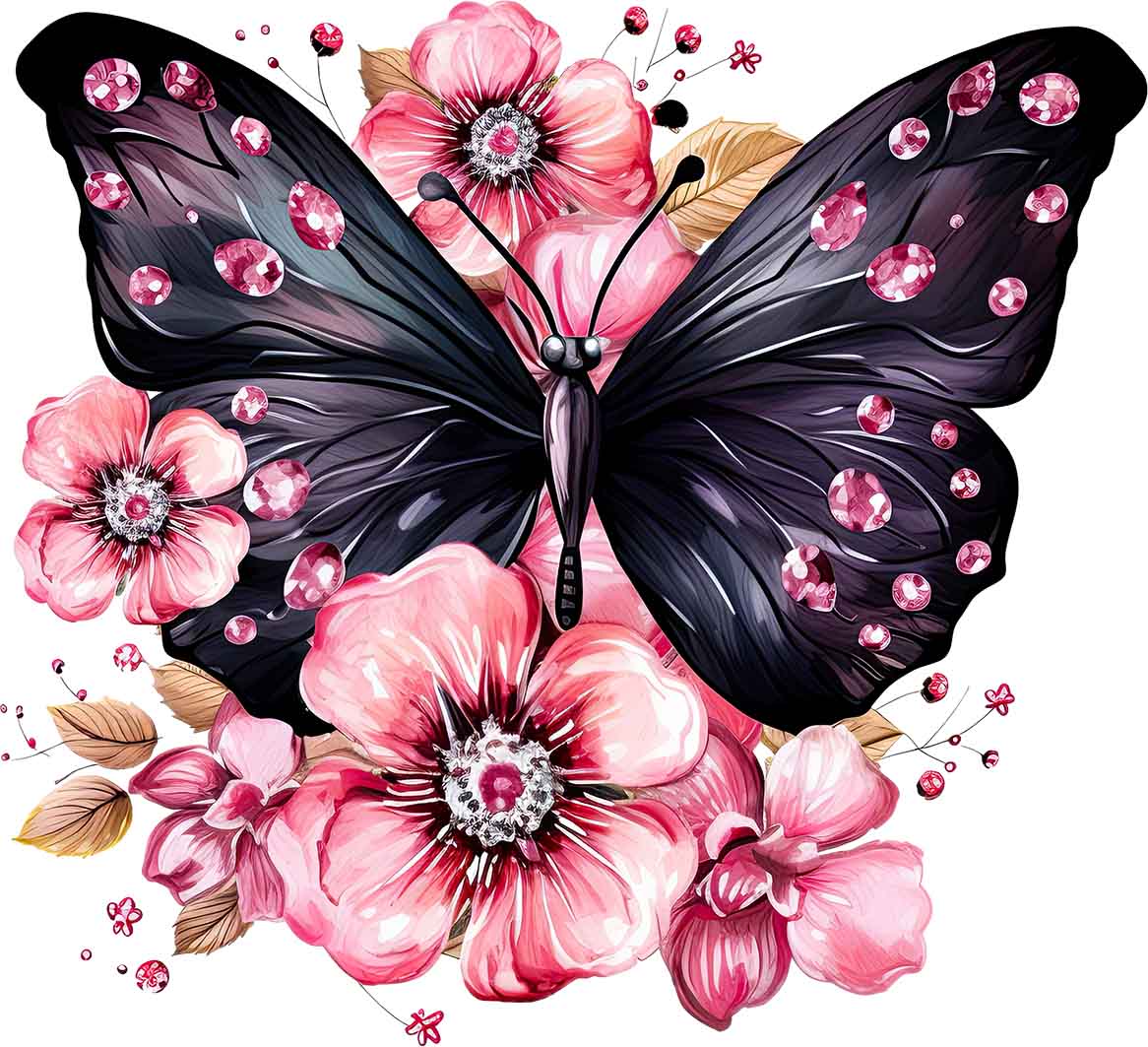 Schmetterling mit Blüten