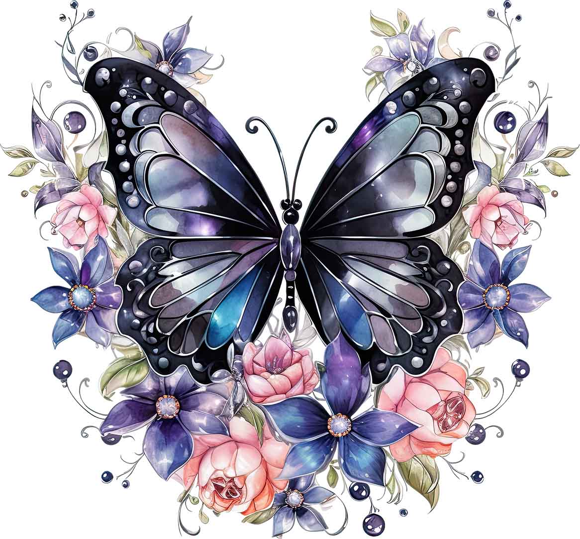 Schmetterling mit Blüten