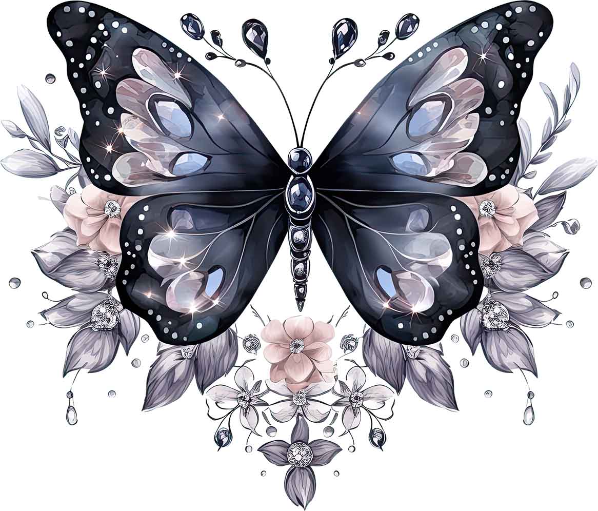 Schmetterling mit Blüten