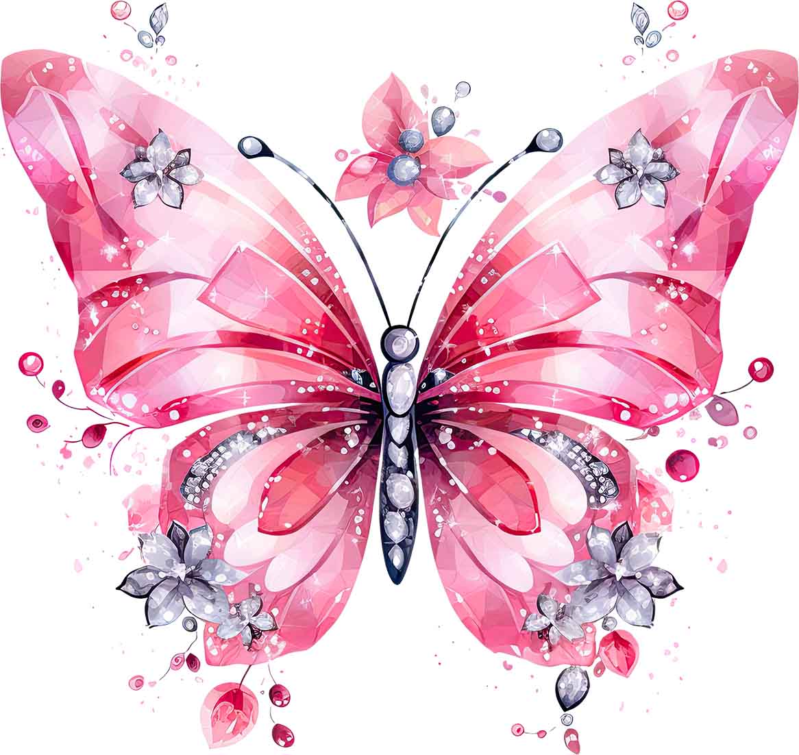 Schmetterling mit Blüten
