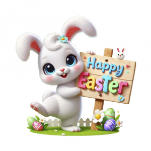 Bügelbild Ostern Hase mit Schild