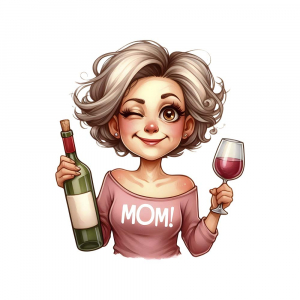 Lustiges Bügelbild einer witzigen Frau mit Wein – perfekt für T-Shirts, Hoodies & mehr! Hochwertige Qualität, einfach aufbügeln & kreativ werden. Jetzt entdecken!