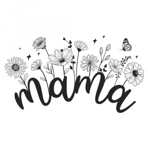 Bügelbild mit Blumen Schriftzug freie Farbwahl