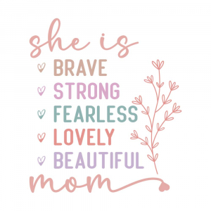 Bügelbild Mom Wörter pastell "she is"