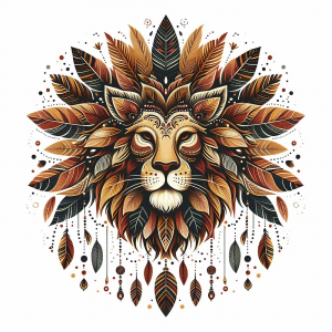 Bügelbild Löwe Boho braun